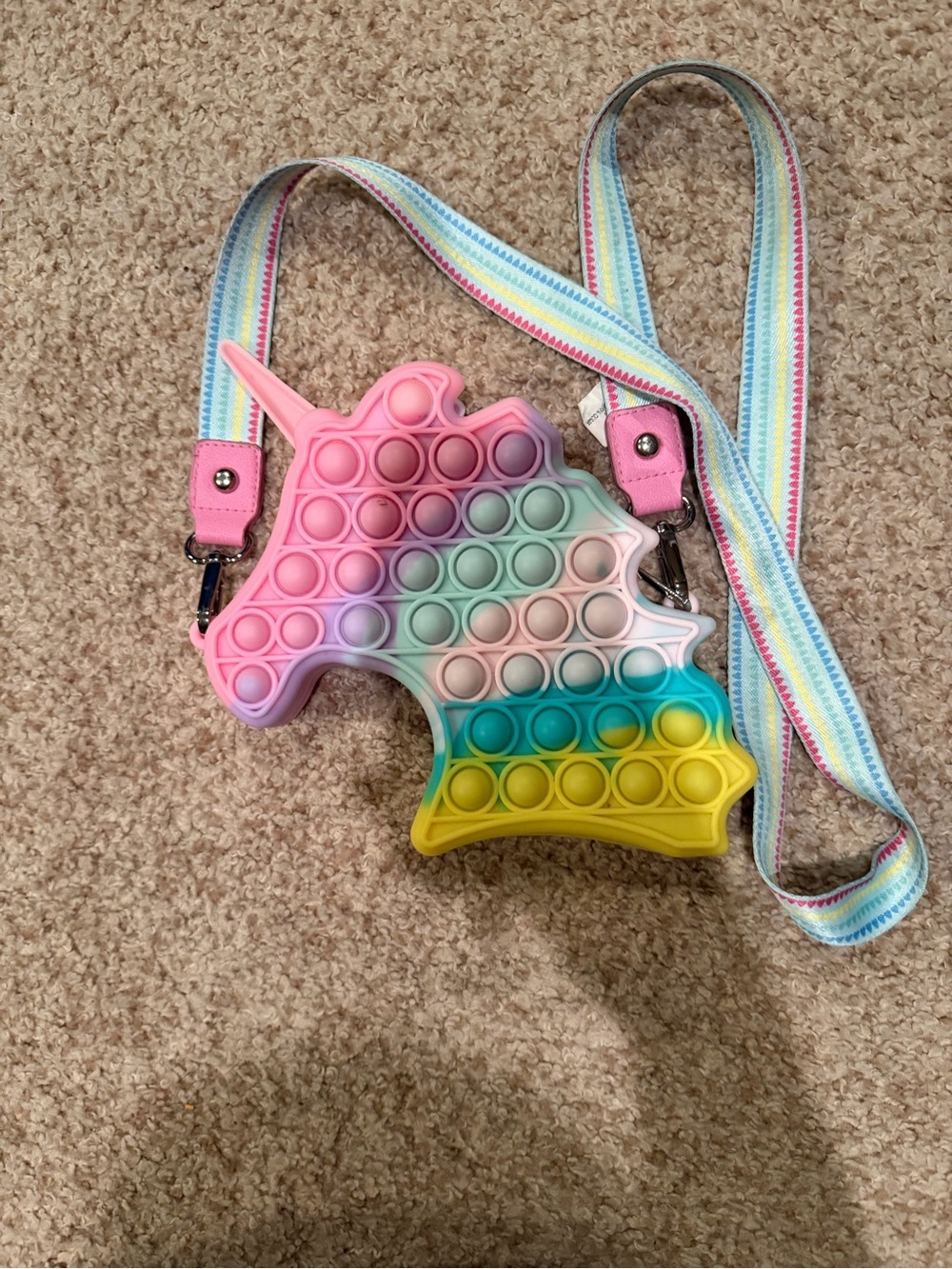 Unicorn Pop-It Crossbody Bag in Pastel Rainbow